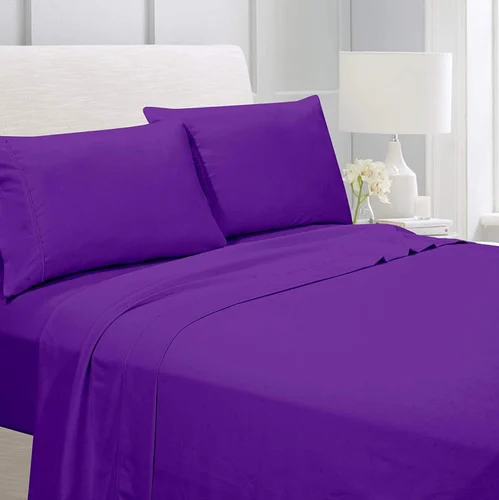 Splendid 4PC 300 Thread Count Sheet Set King 100% Cotton Purple Solid