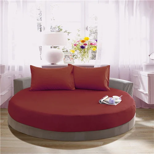 Splendid Solid Burgundy 3PC Round Bed Sheet Set
