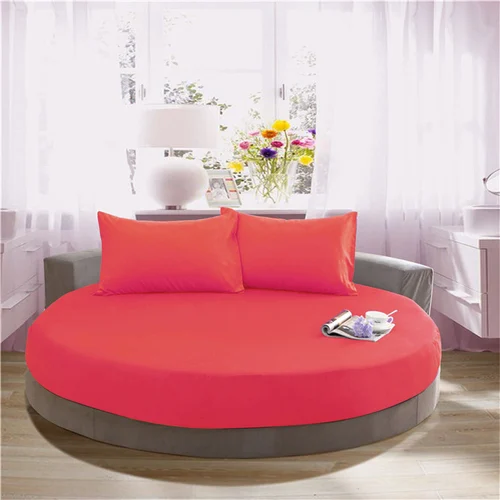 Splendid Solid Coral 3PC Round Bed Sheet Set 100% Cotton - 84 Inch Diameter