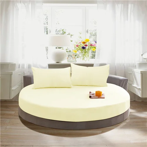 Splendid Solid Ivory 3PC Round Bed Sheet Set 100% Cotton - 84 Inch Diameter