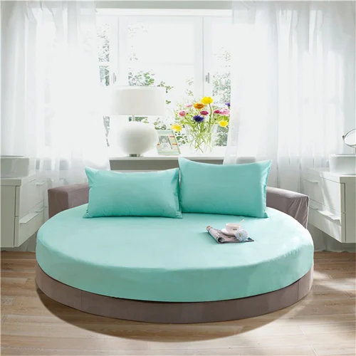 Splendid Solid Lite Blue 3PC Round Bed Sheet Set 100% Cotton - 84 Inch Diameter