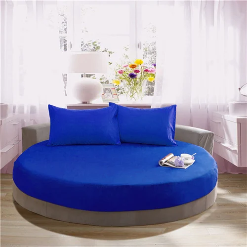Splendid Solid Royal Blue 3PC Round Bed Sheet Set 100% Cotton - 84 Inch Diameter